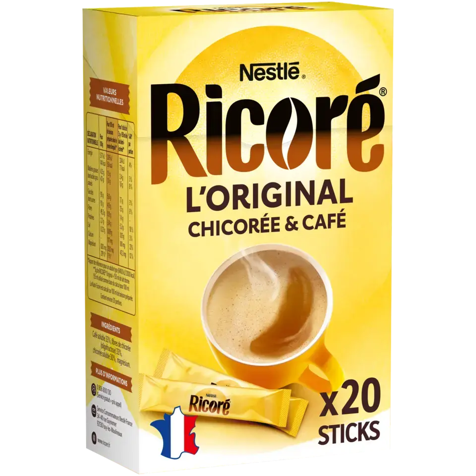 Chicorée &amp; Café, RICORÉ® L'Original, Boîte de 20 Sticks (3g chacun)