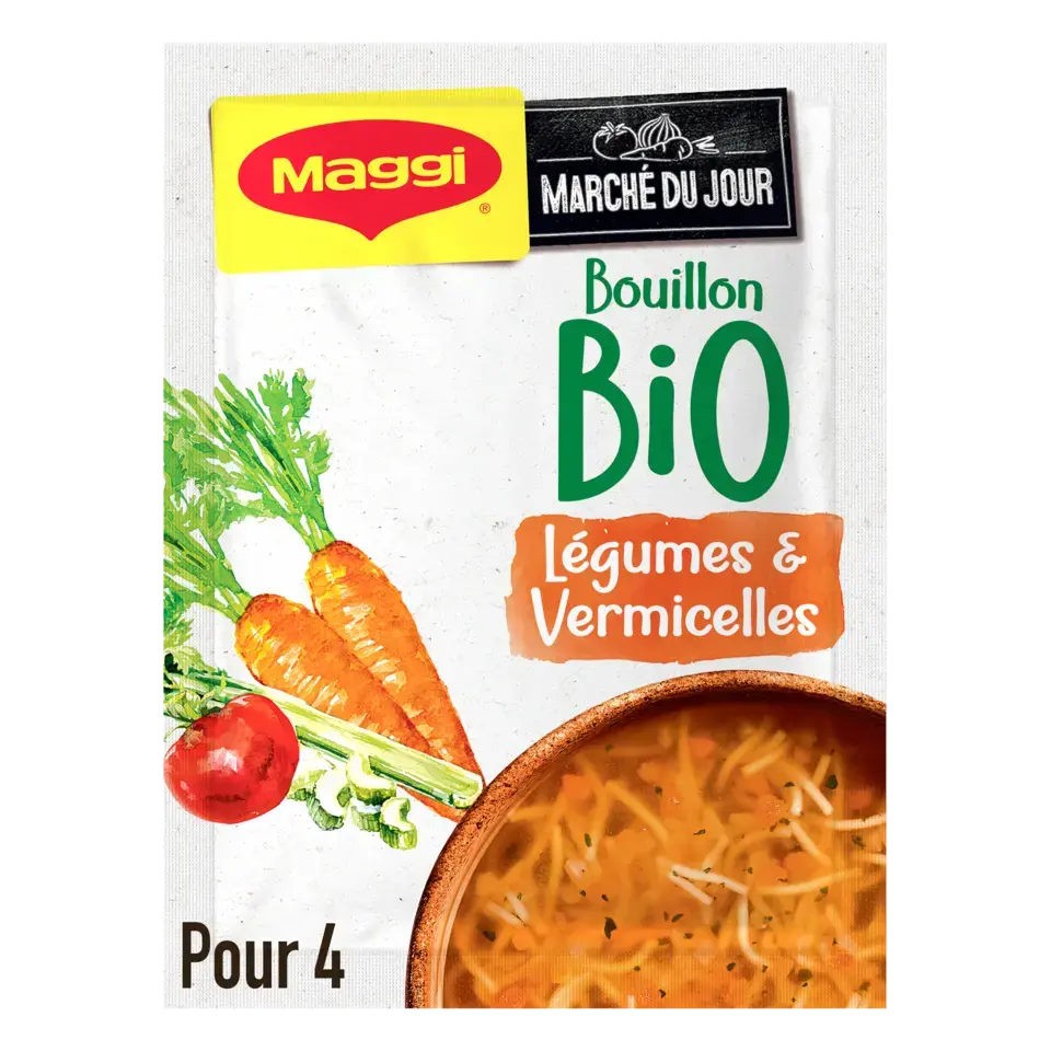MAGGI Bio Soup Bouillon Vegetables Sachet 12x60g FR