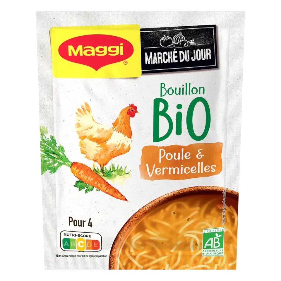 MAGGI Bio Soup Bouillon Chicken Vermicelli Sachet 10x65g FR