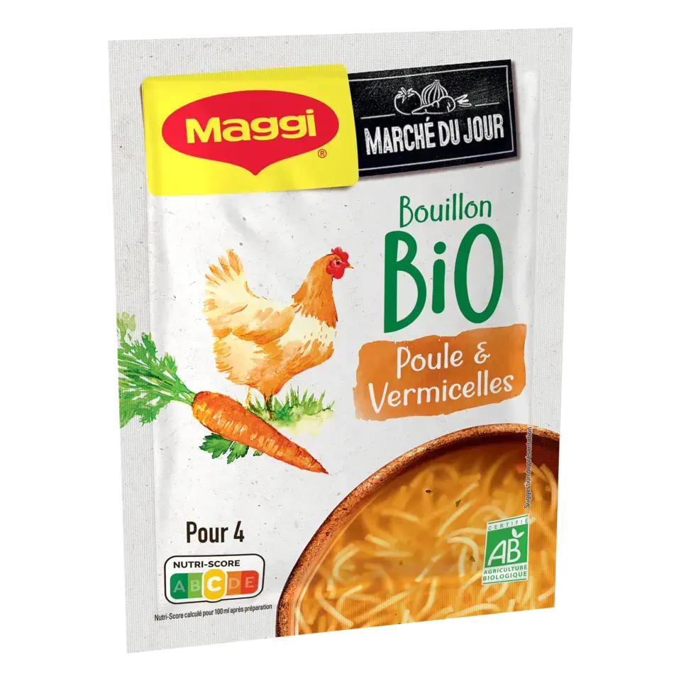 MAGGI Bio Soup Bouillon Chicken Vermicelli Sachet 10x65g FR