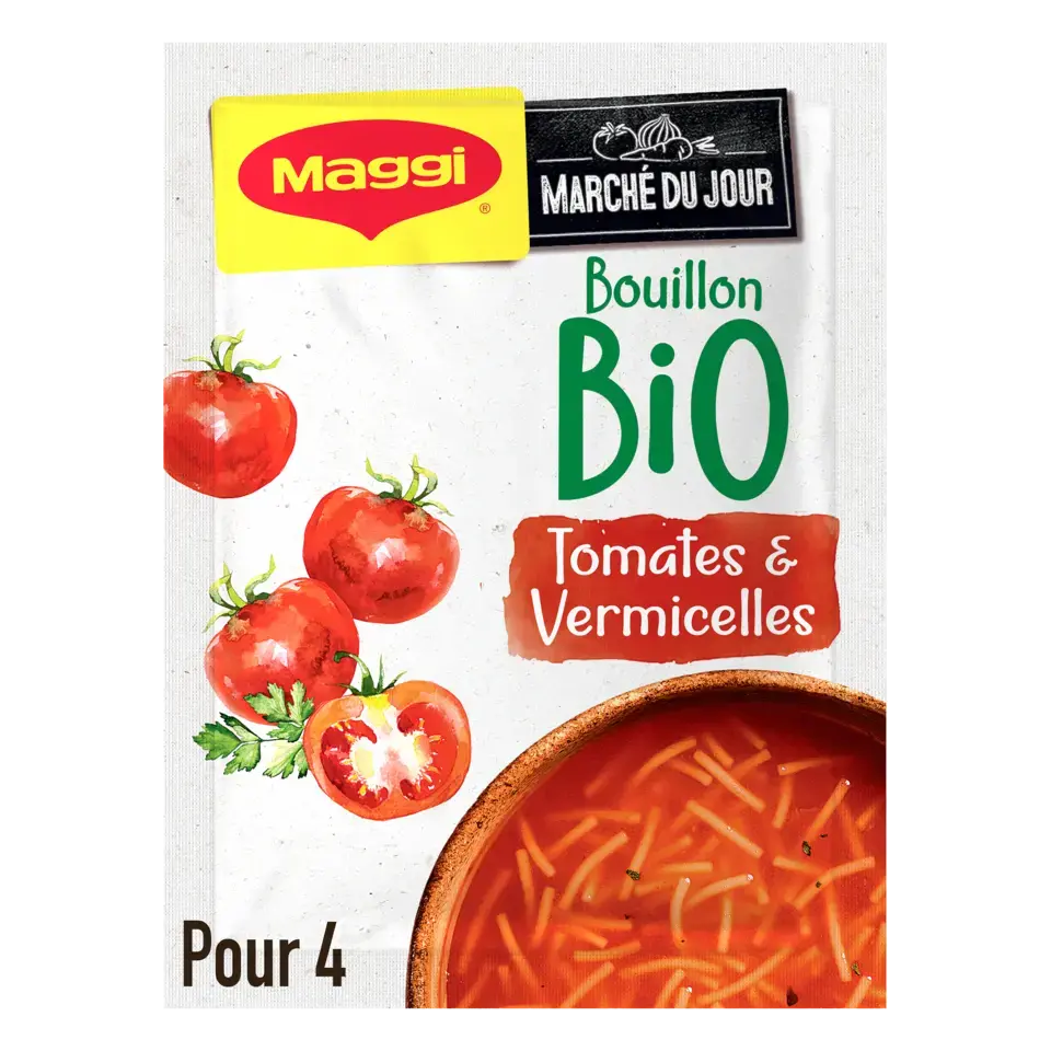 MAGGI Bio Soup Bouillon Tomato Vermicelli Sachet 10x70g FR