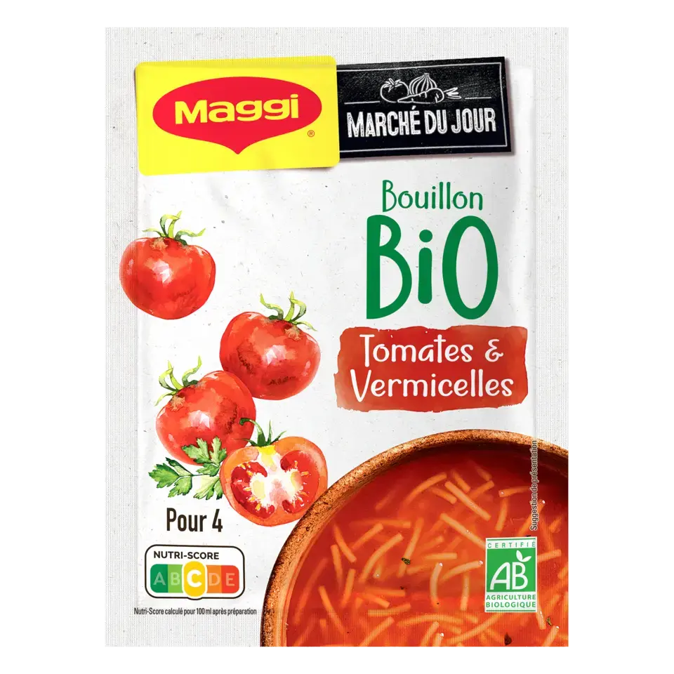 MAGGI Bio Soup Bouillon Tomato Vermicelli Sachet 10x70g FR