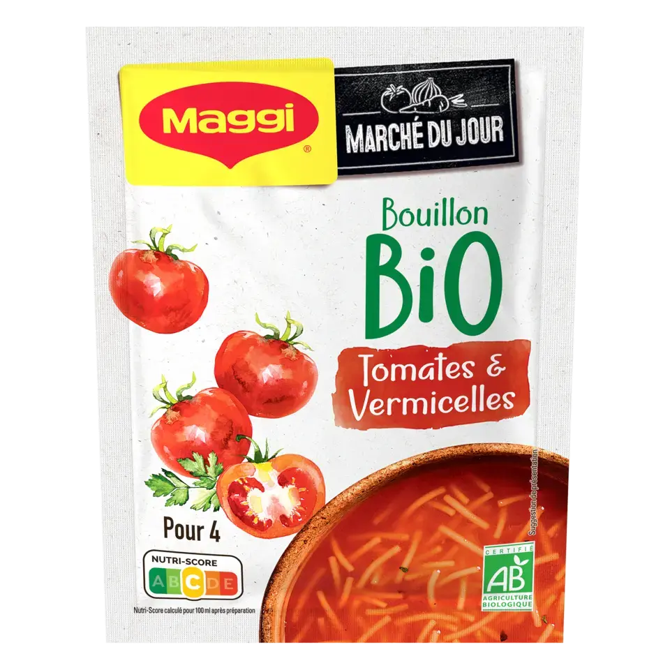 MAGGI Bio Soup Bouillon Tomato Vermicelli Sachet 10x70g FR