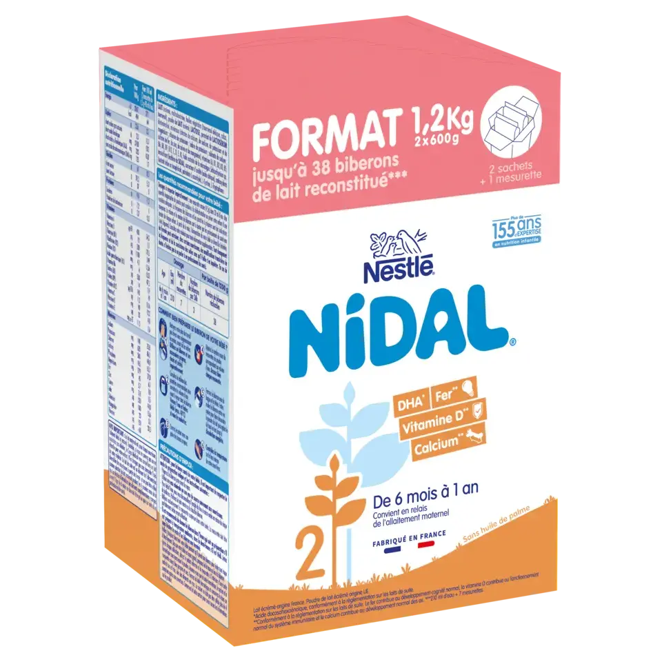 NESTLE NIDAL 2 Lait de suite 2ème âge 2x600g dès 6 mois
