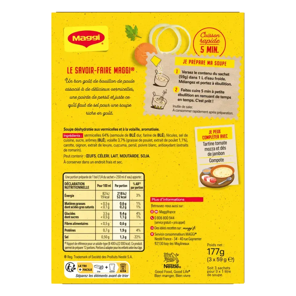 MAGGI Soup Chicken Vermicelli Carton 3x59g FR