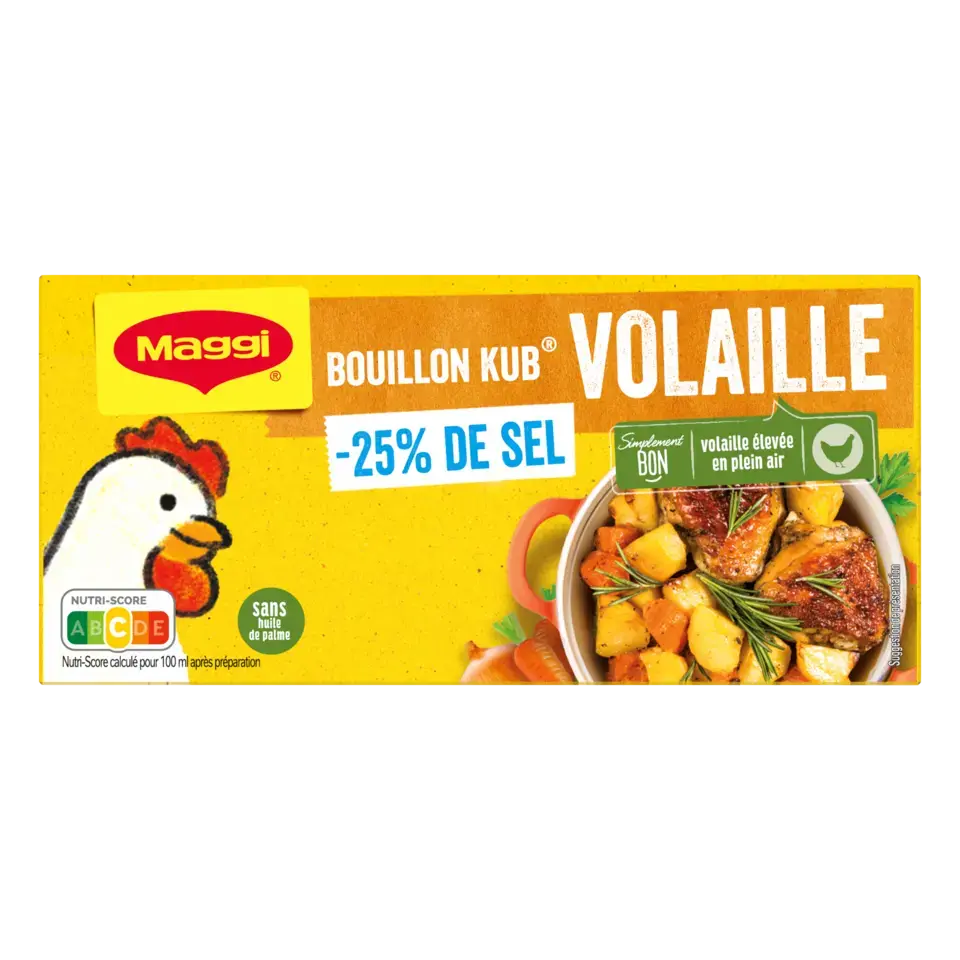 MAGGI Bouillon Poultry Low Salt Carton 20x120g FR