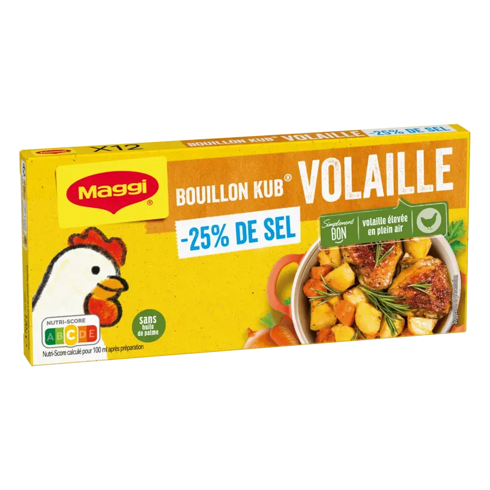MAGGI Bouillon Poultry Low Salt Carton 20x120g FR