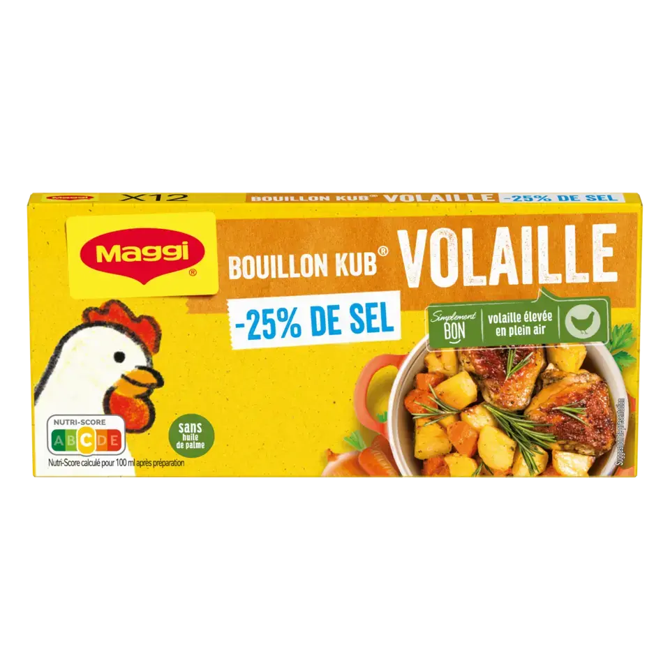 MAGGI Bouillon Poultry Low Salt Carton 20x120g FR