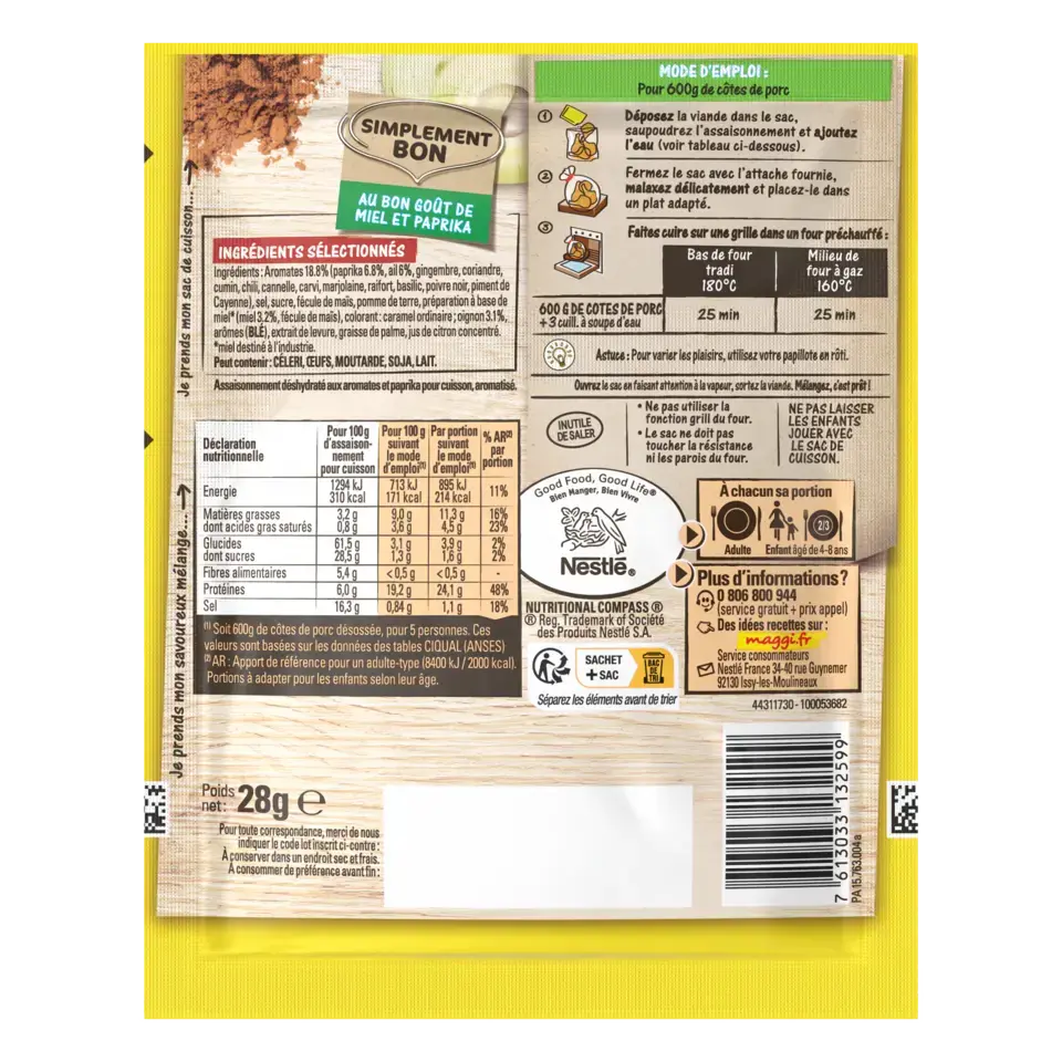 MAGGI Papillotes Côtes de Porc Barbecue 28g visuel-2