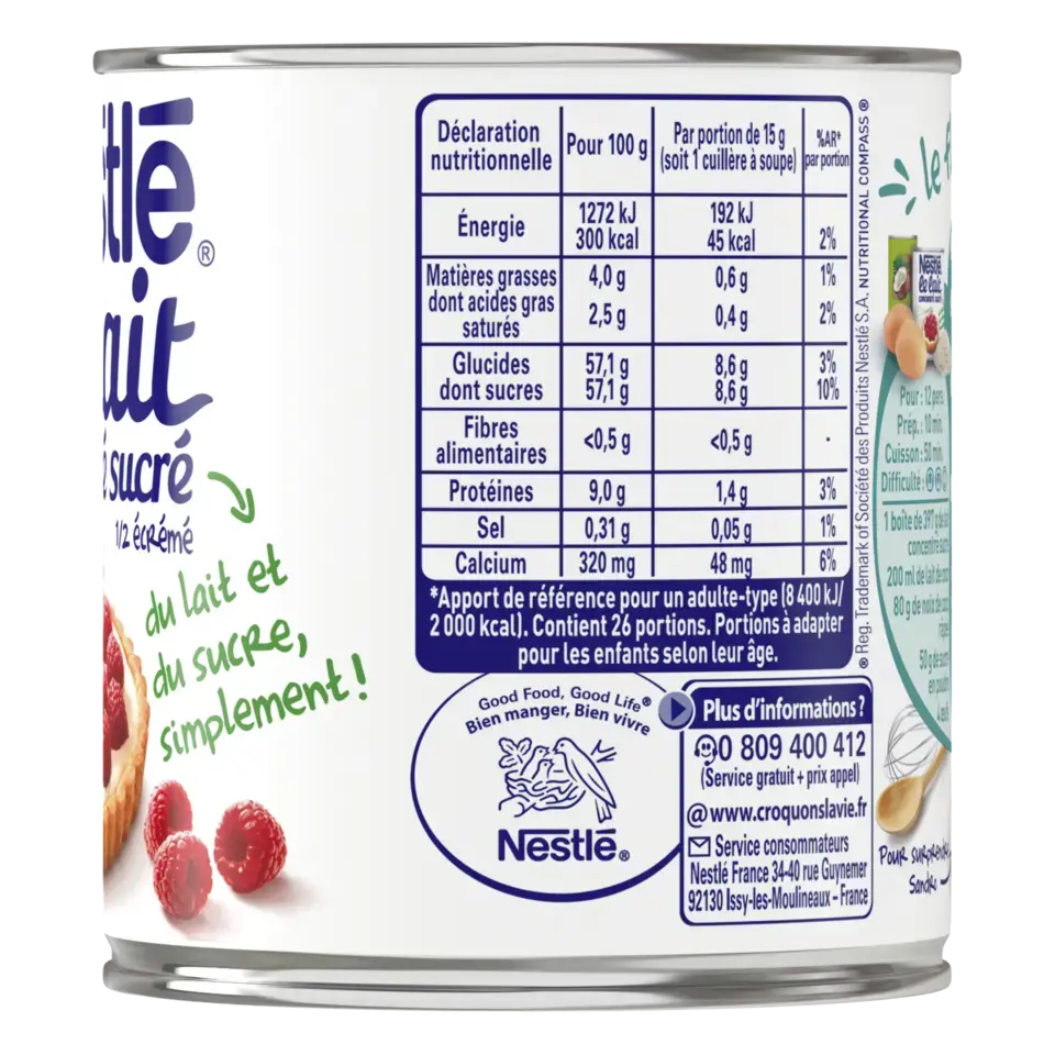 NESTLE® Lait Concentré Sucré 4% MG Boîte 397g