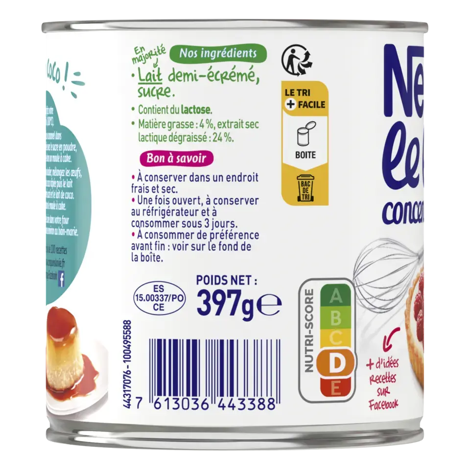 NESTLE® Lait Concentré Sucré 4% MG Boîte 397g visuel-5