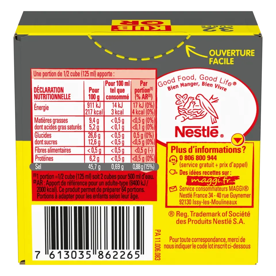 MAGGI KUB OR Bouillon Low Salt Carton 15x121.6g FR