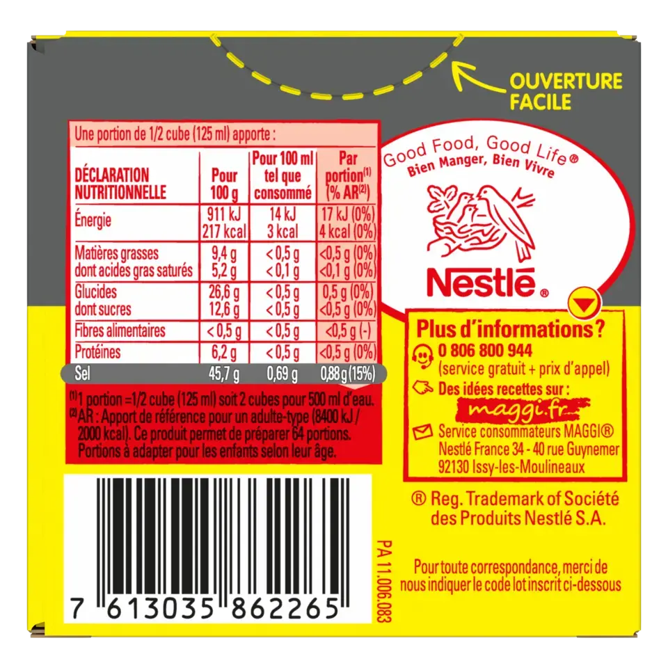 MAGGI KUB OR Bouillon Low Salt Carton 15x121.6g FR