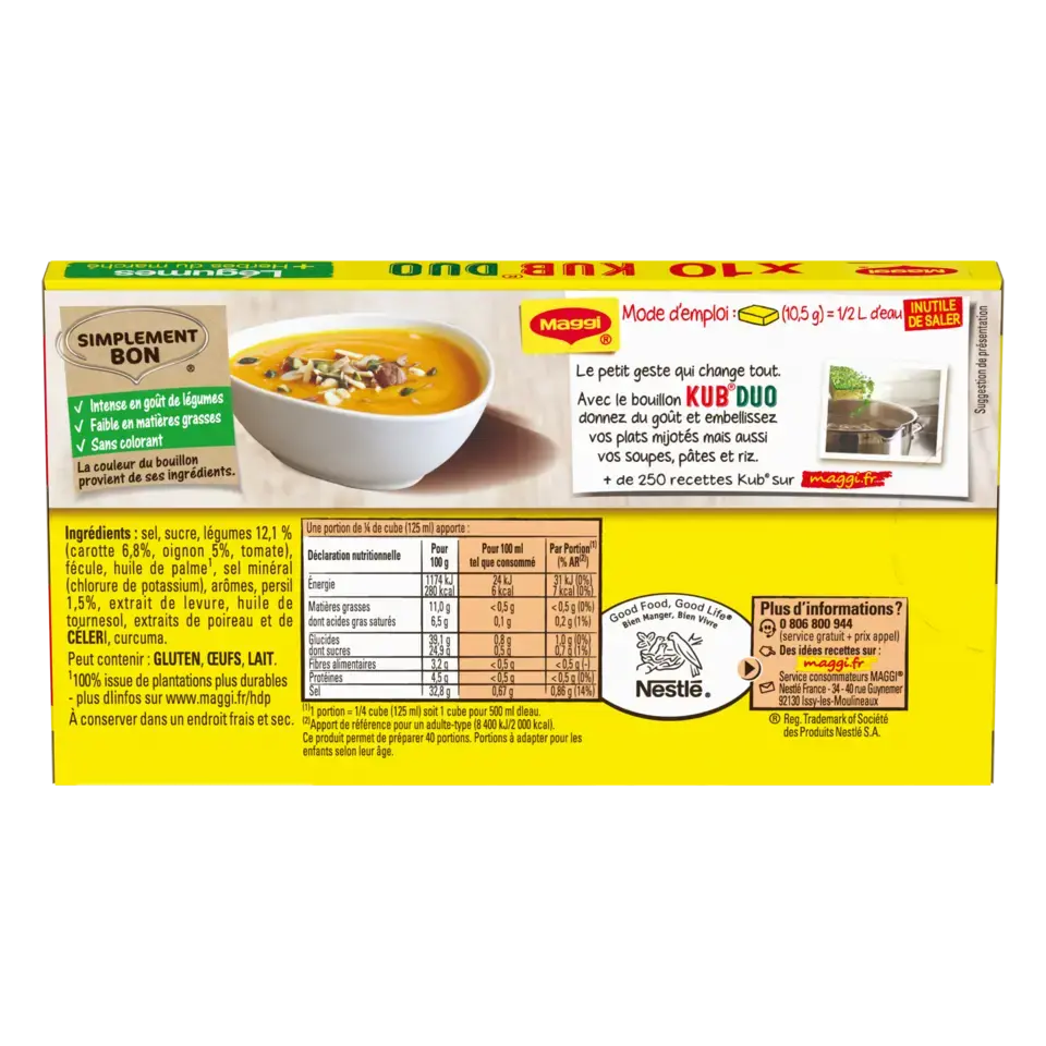 MAGGI Bouillon Duo Vegetable Carton 20x105g FR