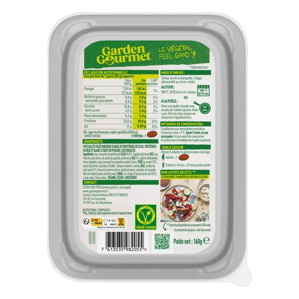 GARDEN GOURMET Le Gourmand Soja, Poivre et Persil 160g