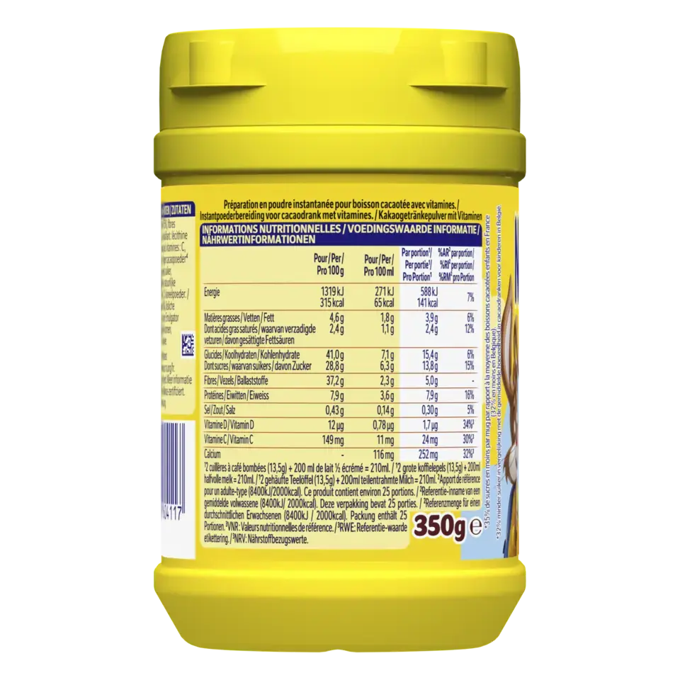 NESQUIK Moins de Sucres Poudre Cacaotée Boîte 350g