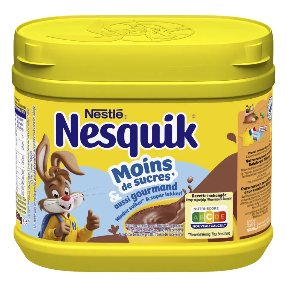 NESQUIK Moins de Sucres Poudre Cacaotée Boîte 350g