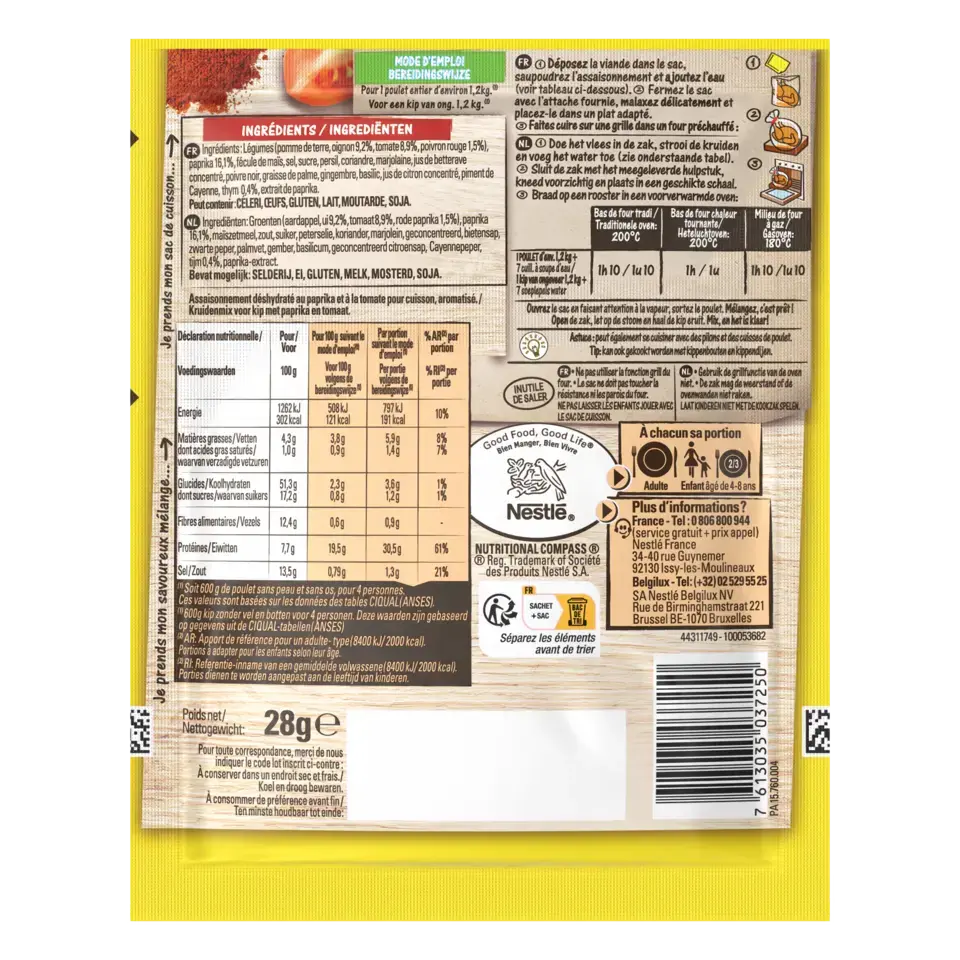 MAGGI Papillotes Chicken Paprika Tomato Sachet 16x28g FR