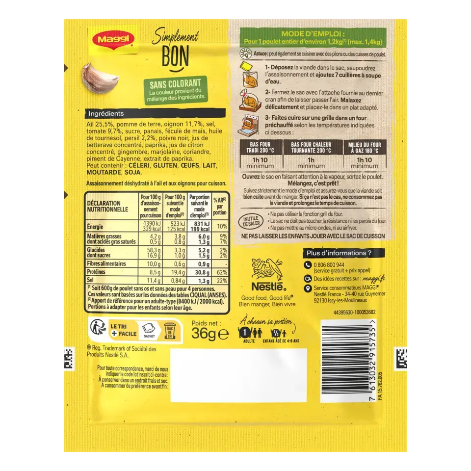 MAGGI Papillotes Poulet Ail Oignon 36g