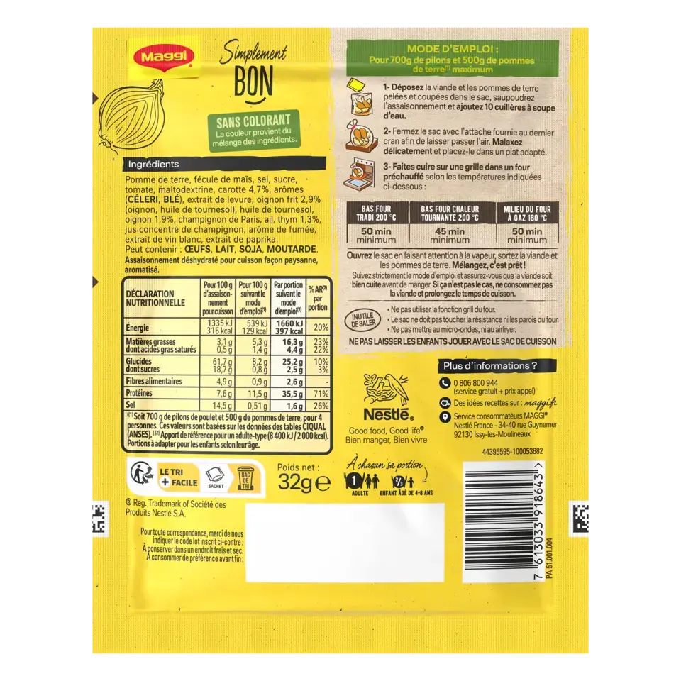 MAGGI Papillotes Poulet façon Paysanne 32g