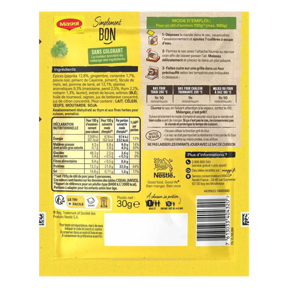 MAGGI Papillotes Côtes de Porc Barbecue 28g