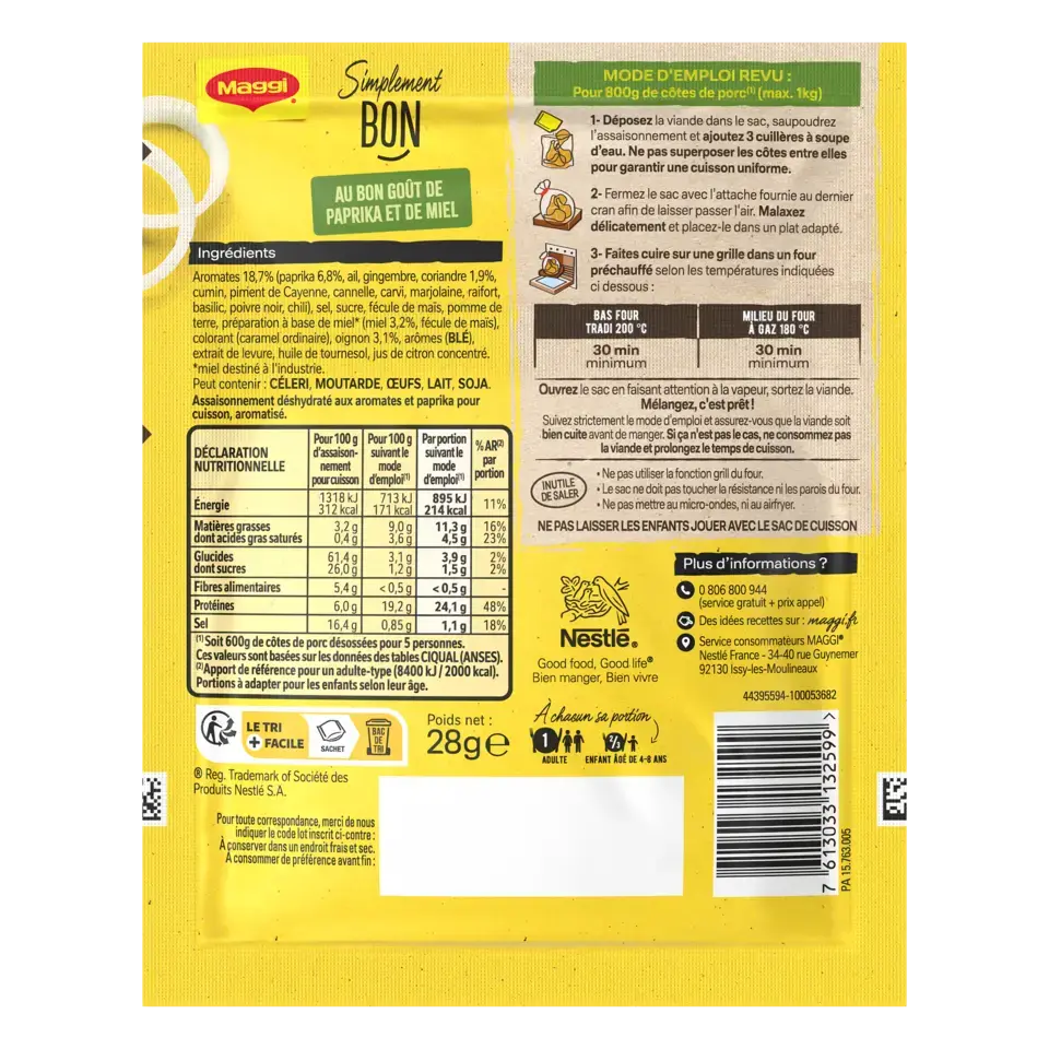 MAGGI Juicy Pork Chops Barbecue Sachet 28g FR