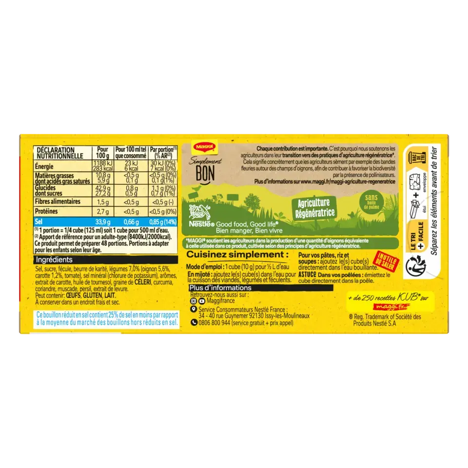 MAGGI Bouillon Vegetable Low Salt Carton 20x120g FR