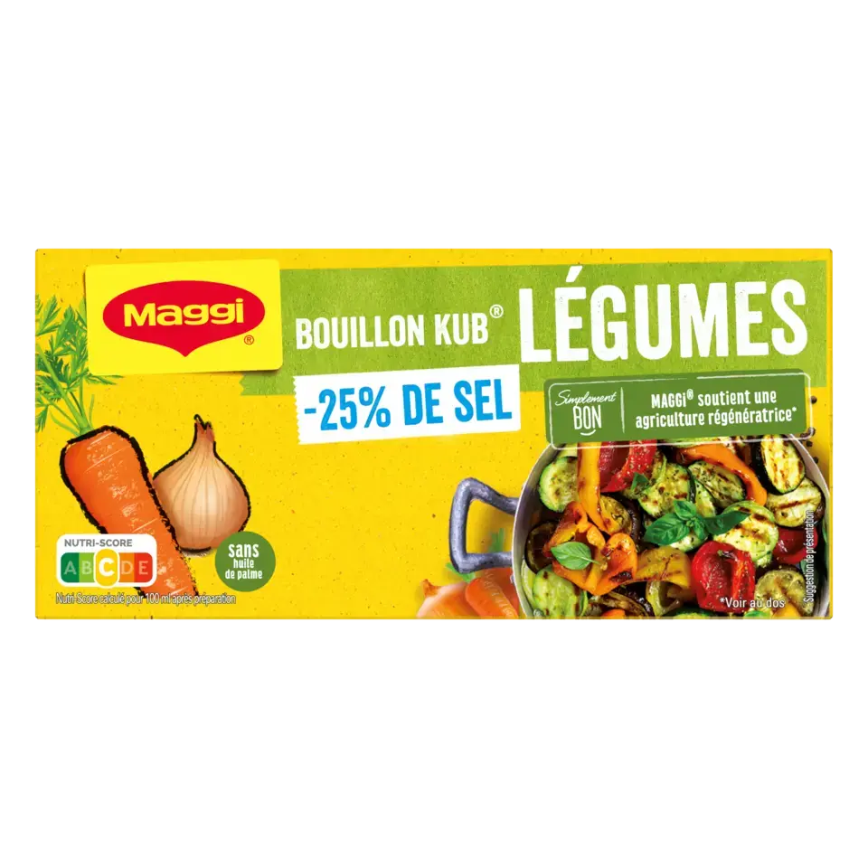 MAGGI Bouillon Vegetable Low Salt Carton 20x120g FR