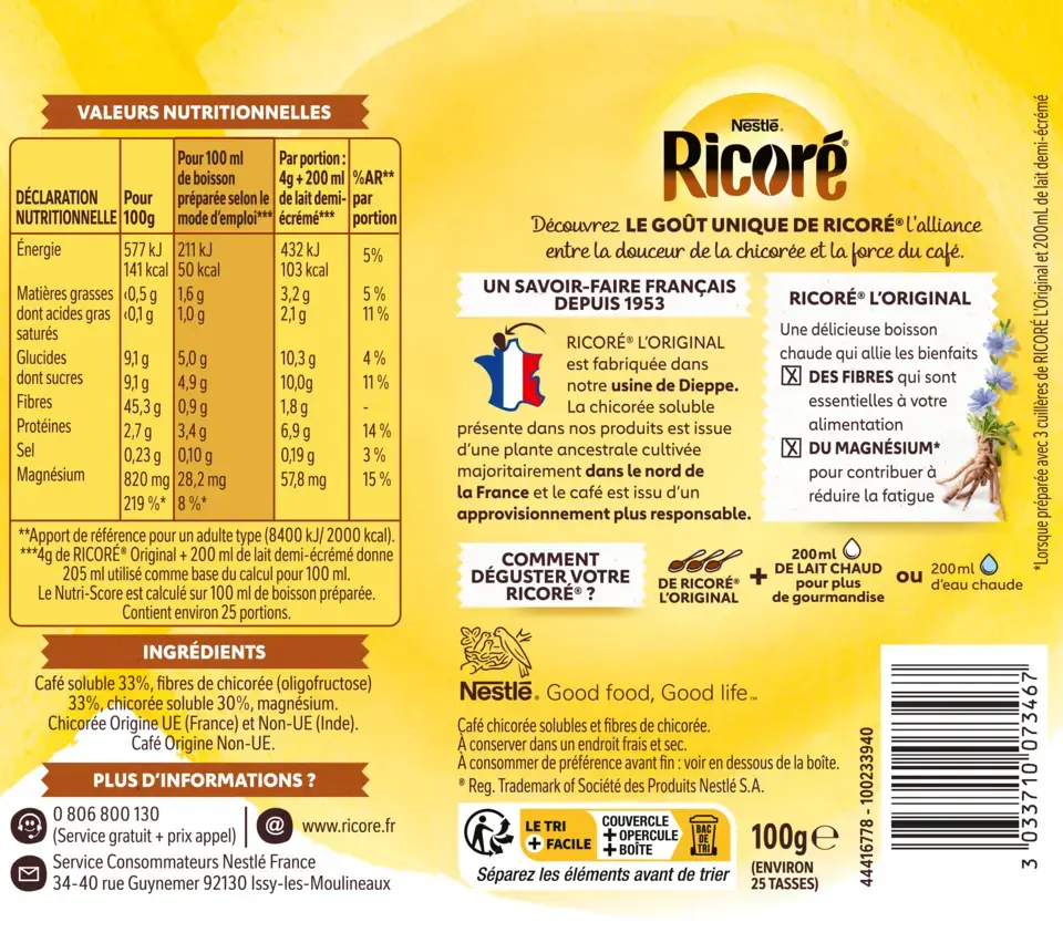 Chicorée &amp; Café, RICORÉ® L'Original, Boîte de 100g