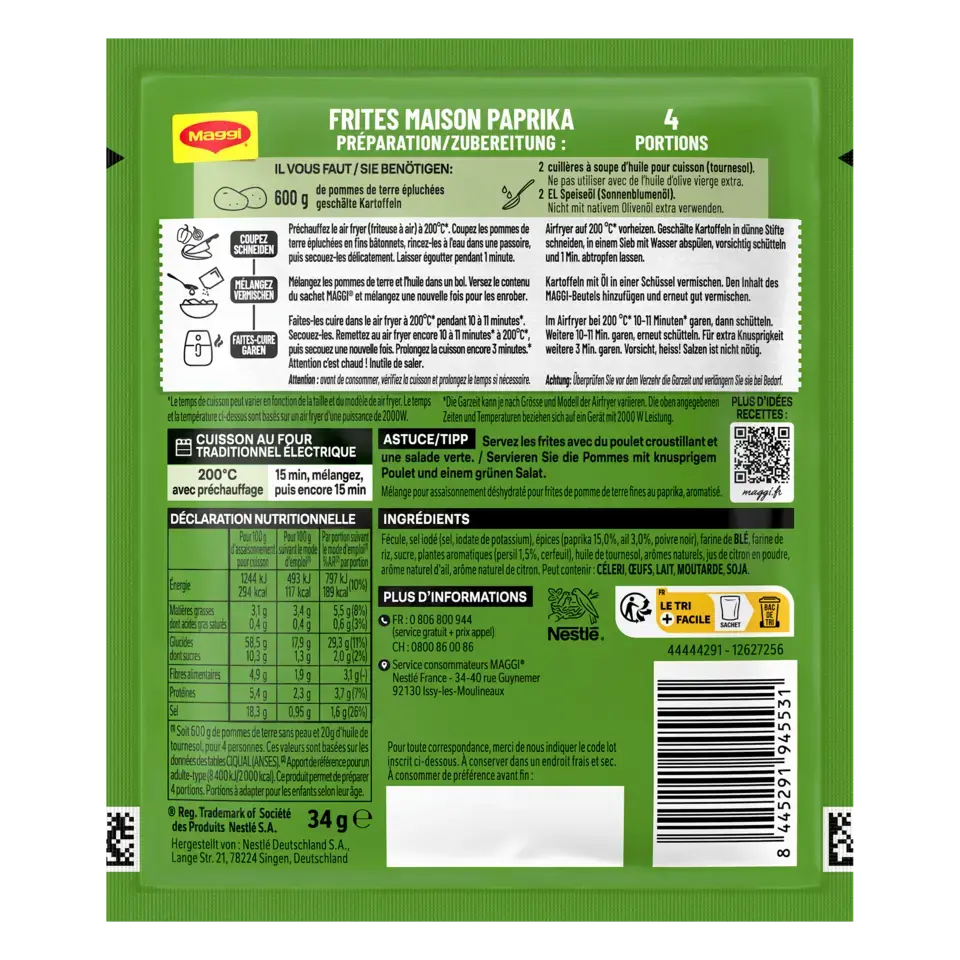 MAGGI Air Fryer Paprika Frites Maison 34g