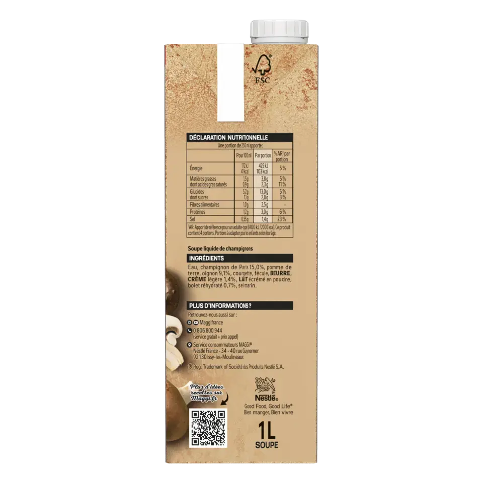 MAGGI Liquid Soup Mushroom Brick 6x1L FR