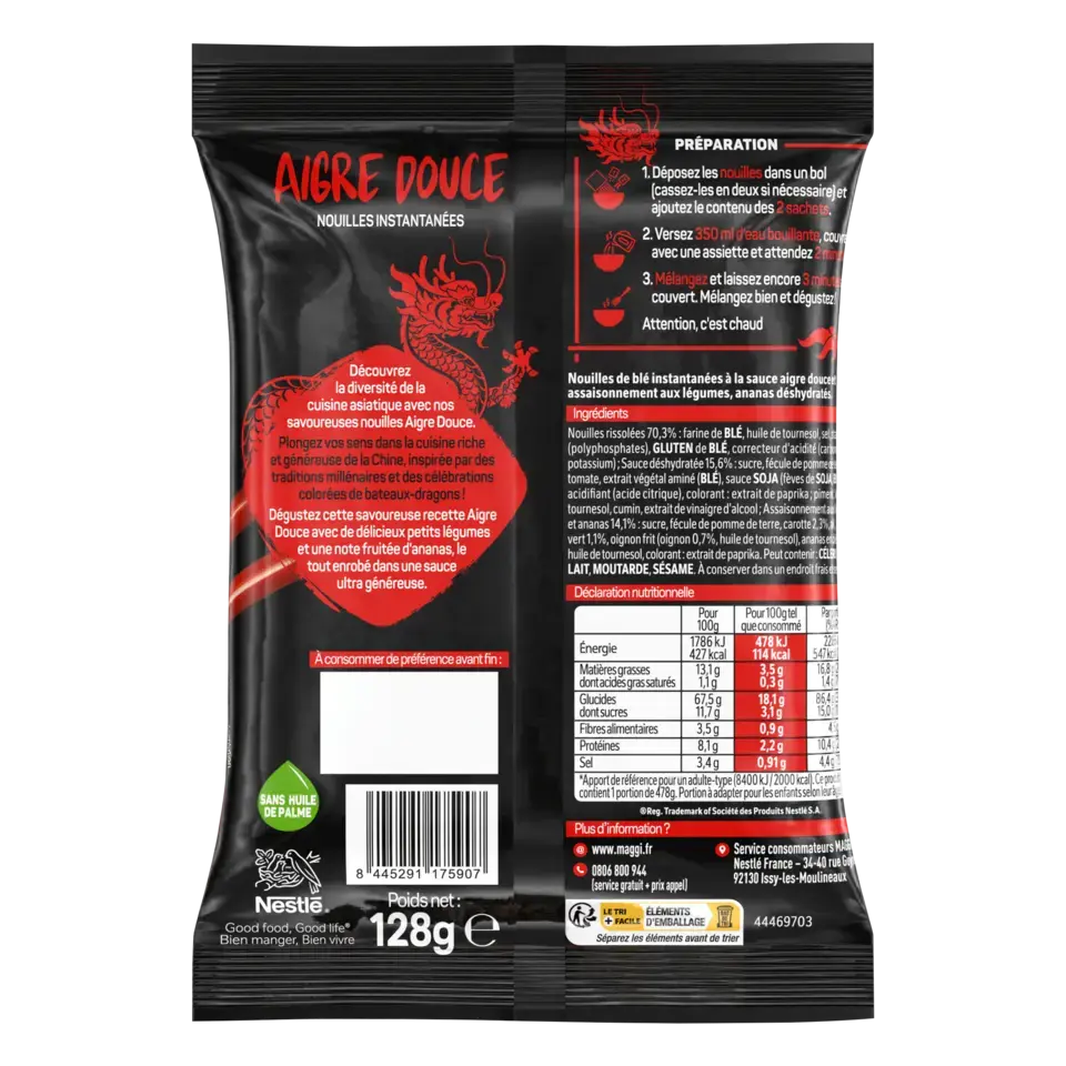 MAGGI Noodle Sweet And Sour Pouch 8x128g FR