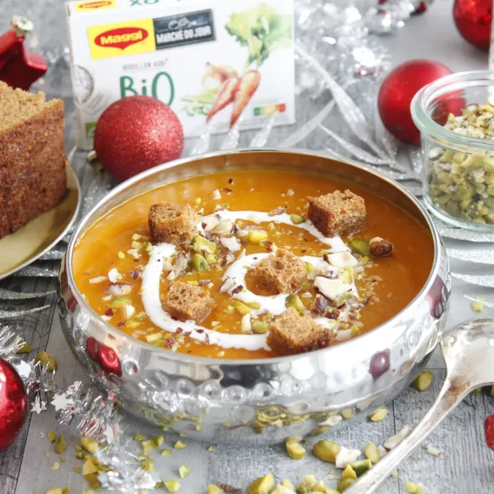 Soupe de butternut au pain d'épices