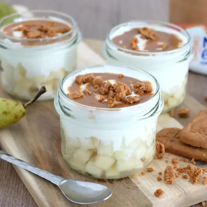 Verrine fromage blanc poires speculoos