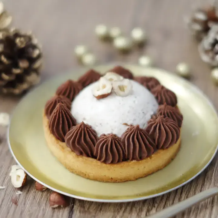 Tartelette glace au lait concentré et ganache chocolat