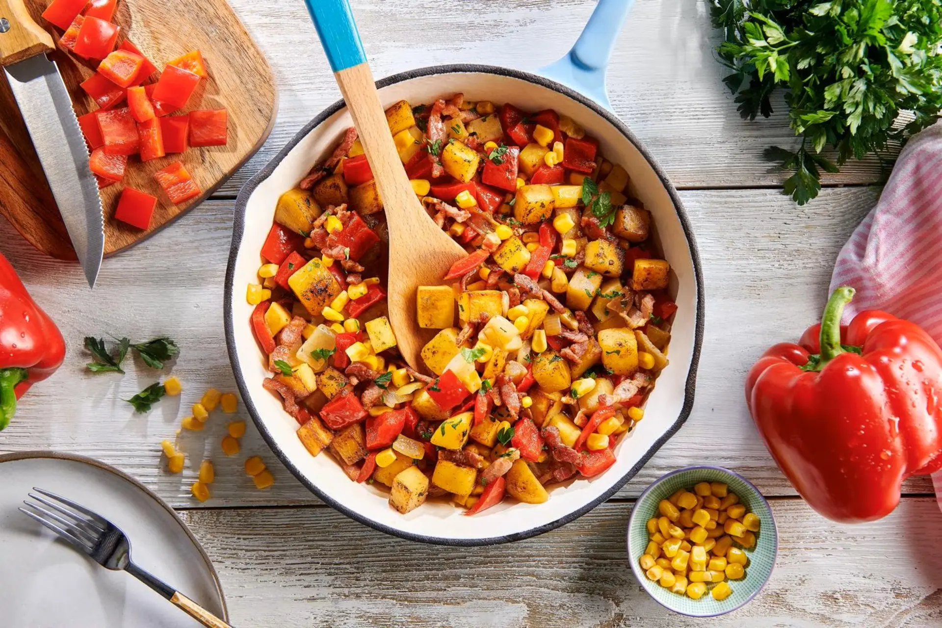Poelée de légumes sautés au bacon fumé