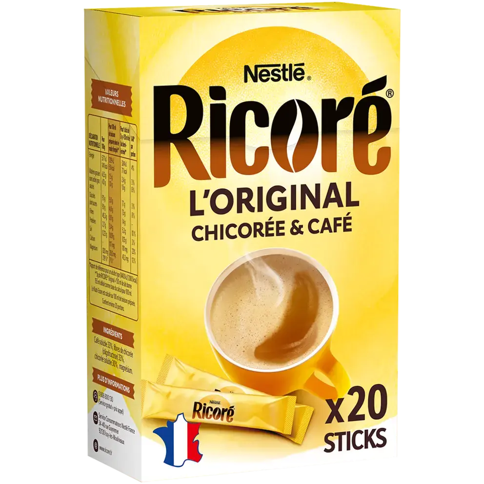 RICORÉ Original, Café &amp; Chicorée, Boîte 20 Sticks (3g Chacun)
