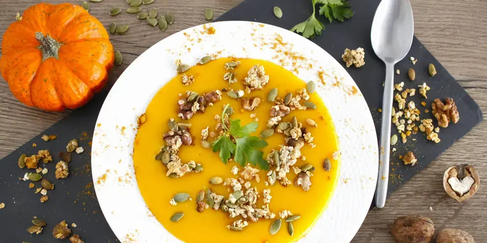 Velouté de potiron et granola maison