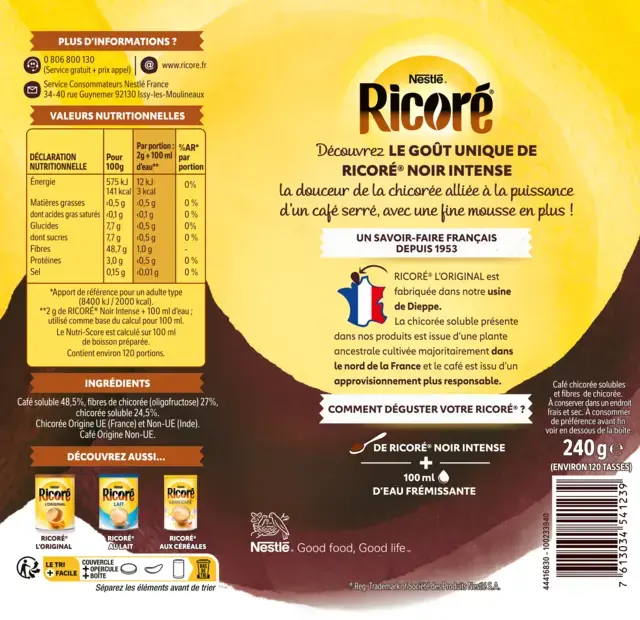 Chicorée & Café, RICORÉ® Noir Intense, Boîte de 240g