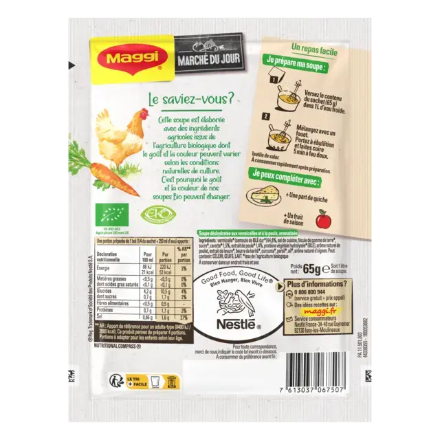 MAGGI BIO Soupe Bouillon Poule Vermicelle 65g