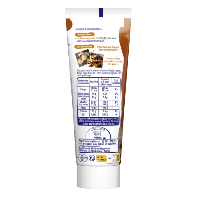 NESTLE Lait concentré sucré en tube Caramel tube 165g