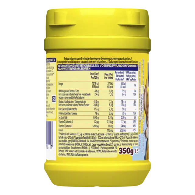 NESQUIK Moins de Sucres Poudre Cacaotée Boîte 350g