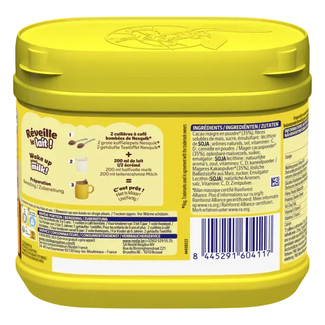 NESQUIK Moins de Sucres Poudre Cacaotée Boîte 350g