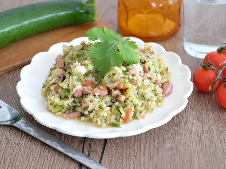 Boulgour aux lardons et petits légumes