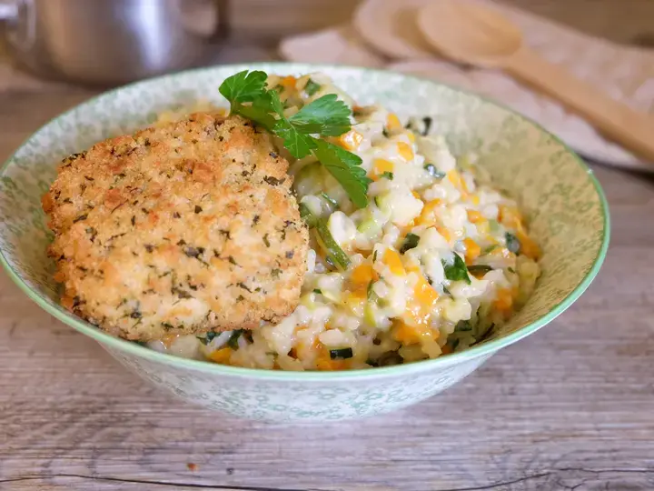 Carrés gourmands Tomates Mozzarella, riz au lait salé