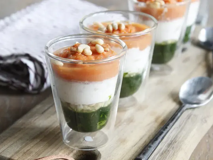 Verrine épinards mascarpone tomates