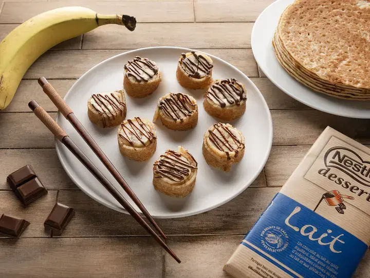 Makis banane et chocolat au lait
