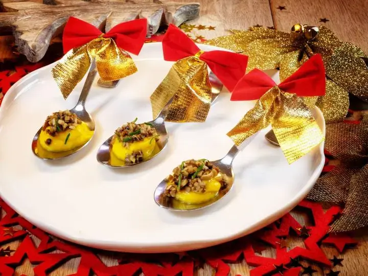 Crème de potimarron et champignons