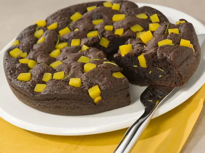 Moelleux au chocolat, mangue et citron vert (pas avant avril 2008)