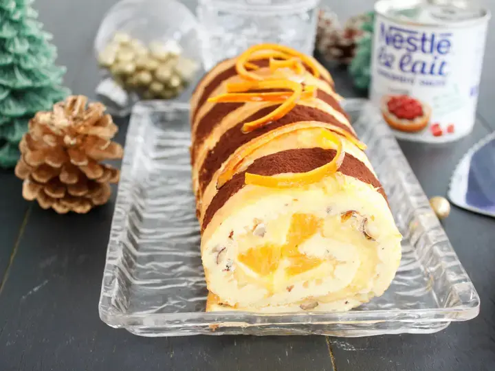 Bûche crème à l'orange et cacao